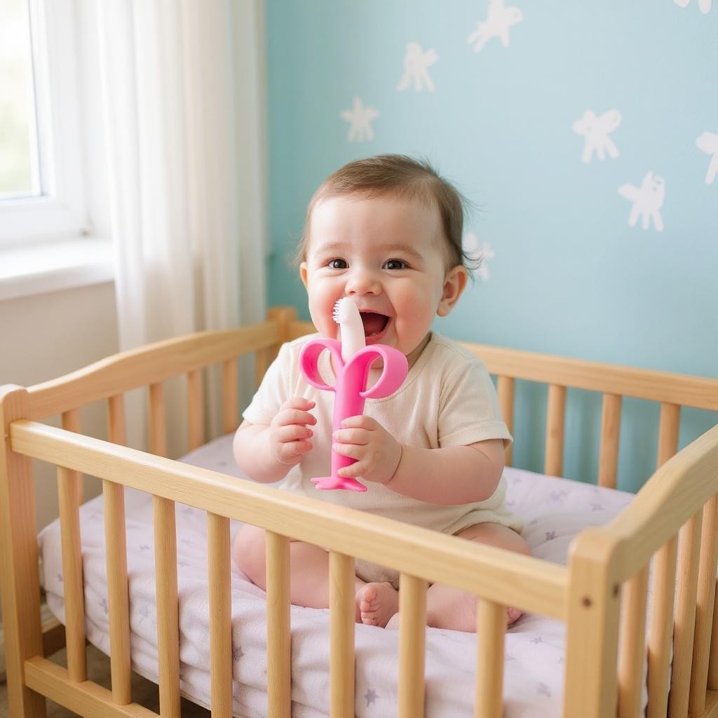 Anneau de Dentition - BananaChewBrush™ - Rose