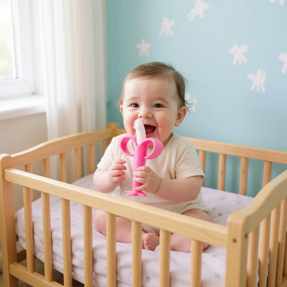 Anneau de Dentition - BananaChewBrush™ - Rose