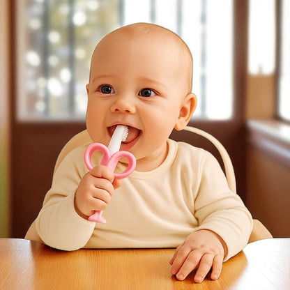 Anneau de Dentition - BananaChewBrush™ - Rose